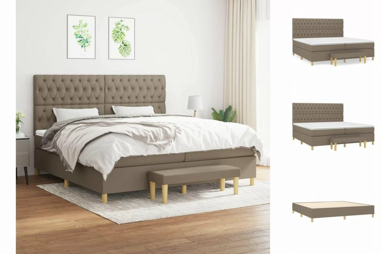 vidaXL Boxspringbett Boxspringbett mit Matratze Taupe 200x200 cm Stoff Bett günstig online kaufen