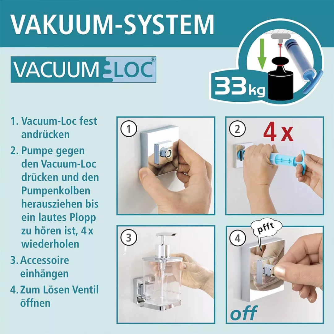 WENKO Duschablage "Vacuum-Loc Quadro", 1 Etage günstig online kaufen