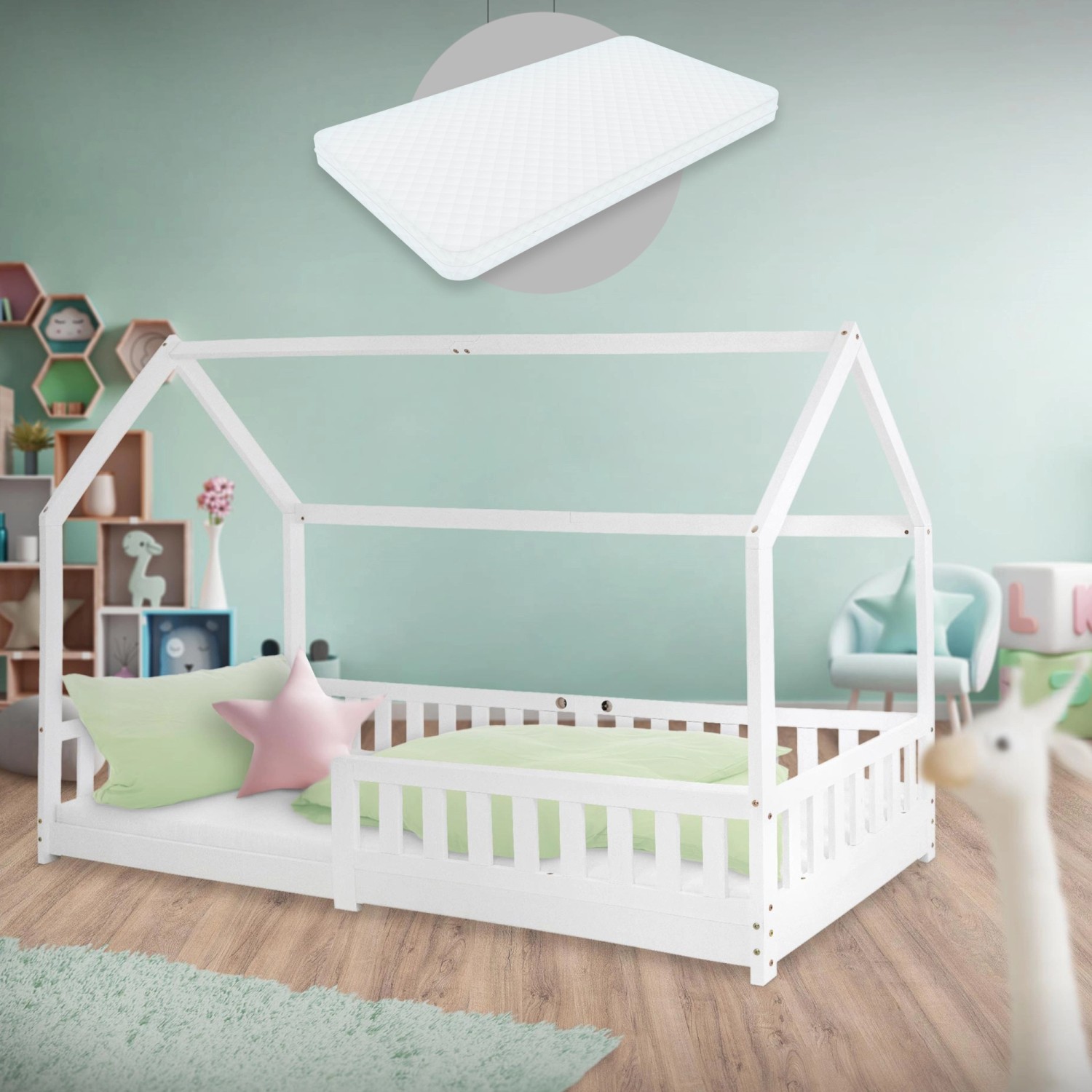 ML-DESIGN Spielbett Hausbett Kinderbett inkl. Lattenrost günstig online kaufen