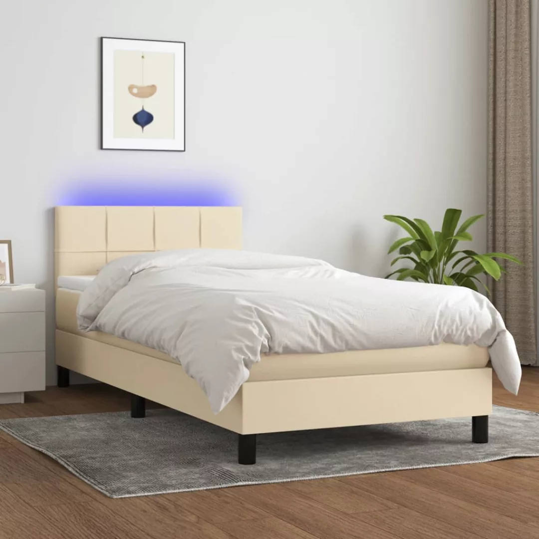 Vidaxl Boxspringbett Mit Matratze & Led Creme 100x200 Cm Stoff günstig online kaufen