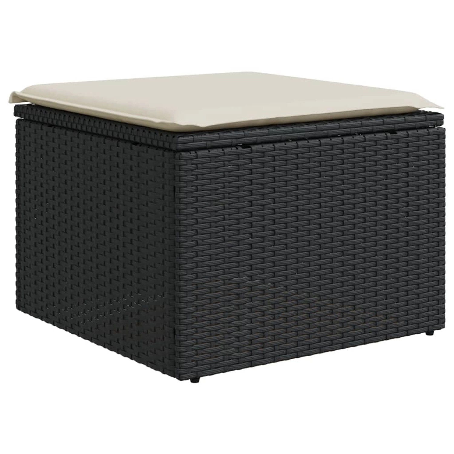 vidaXL Gartenhocker mit Kissen Schwarz 55x55x37 cm Poly Rattan günstig online kaufen