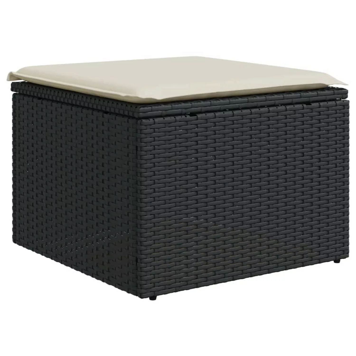 VidaXL Gartenhocker mit Kissen Schwarz 55x55x37 cm Poly Rattan 2 günstig online kaufen