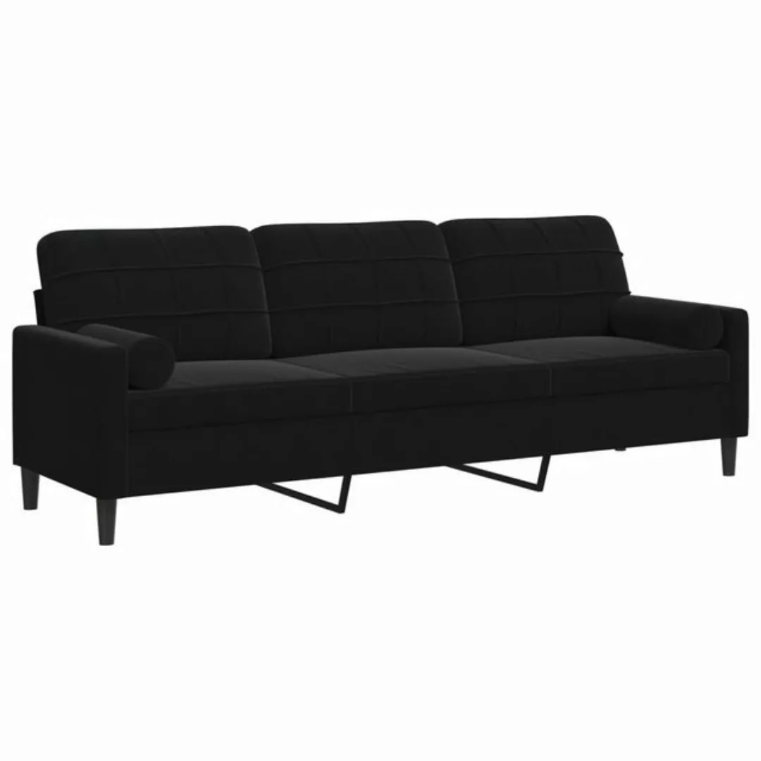 vidaXL Sofa Sofa 3-Sitzer mit Zierkissen Schwarz 210 cm Samt günstig online kaufen