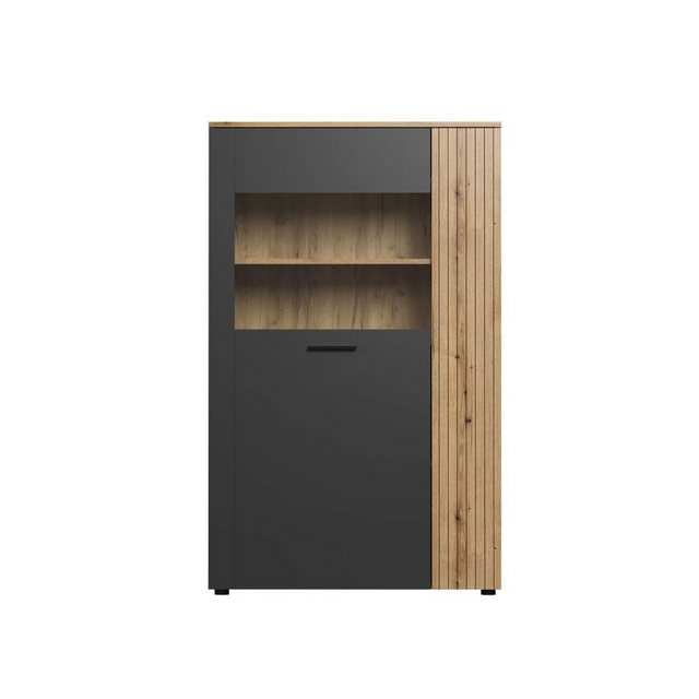 ebuy24 Vitrine Esteban Vitrinenschrank grau, Eiche dekor. günstig online kaufen