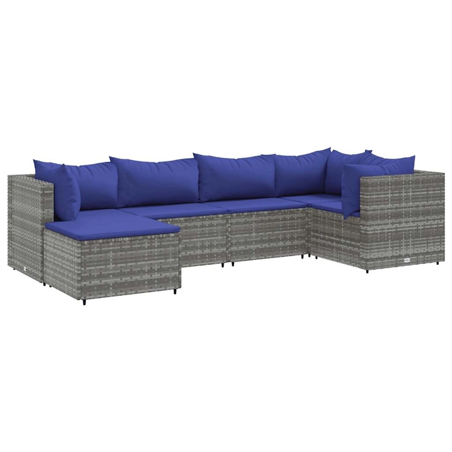 vidaXL 6-Tlg Garten-Lounge-Set mit Kissen Grau Poly Rattan 3308215 günstig online kaufen