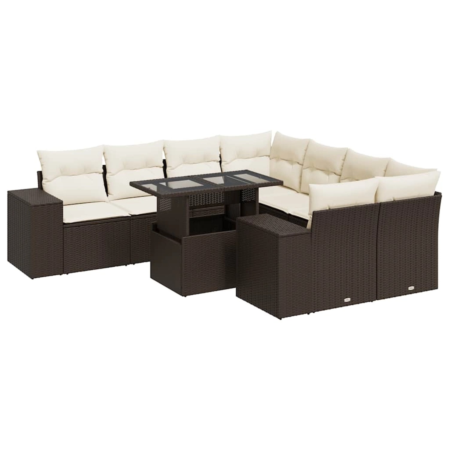 vidaXL 9-Tlg Garten-Sofagarnitur mit Kissen Braun Poly Rattan 3326774 günstig online kaufen