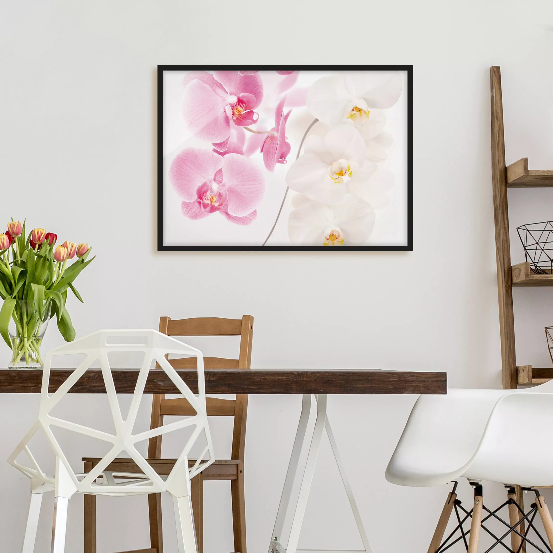 Bild mit Rahmen - Querformat Delicate Orchids günstig online kaufen