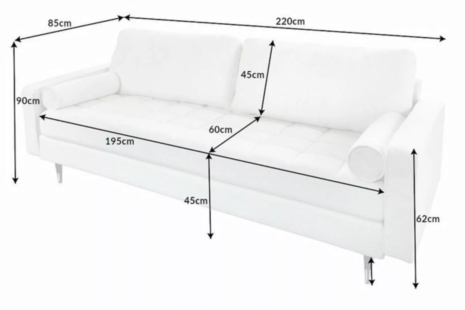 riess-ambiente 3-Sitzer COZY 220cm weiß / schwarz / silber, Einzelartikel 1 günstig online kaufen