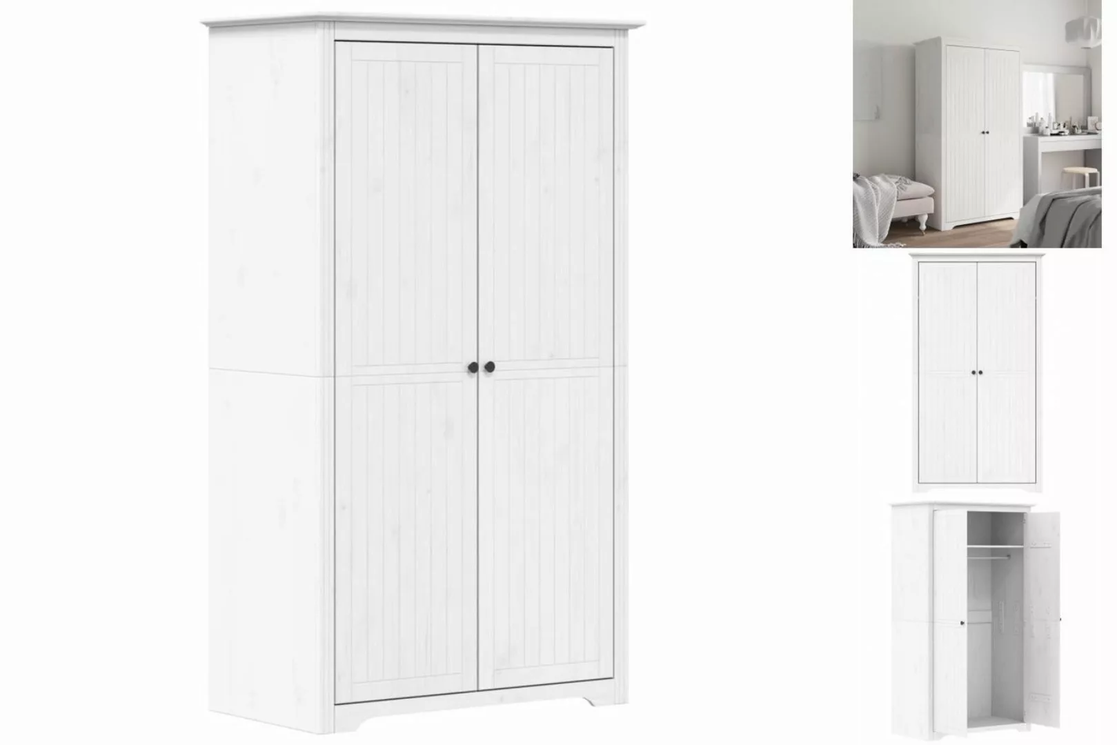 vidaXL Kleiderschrank Kleiderschrank BODO Weiß 101x52x176,5 cm Massivholz K günstig online kaufen