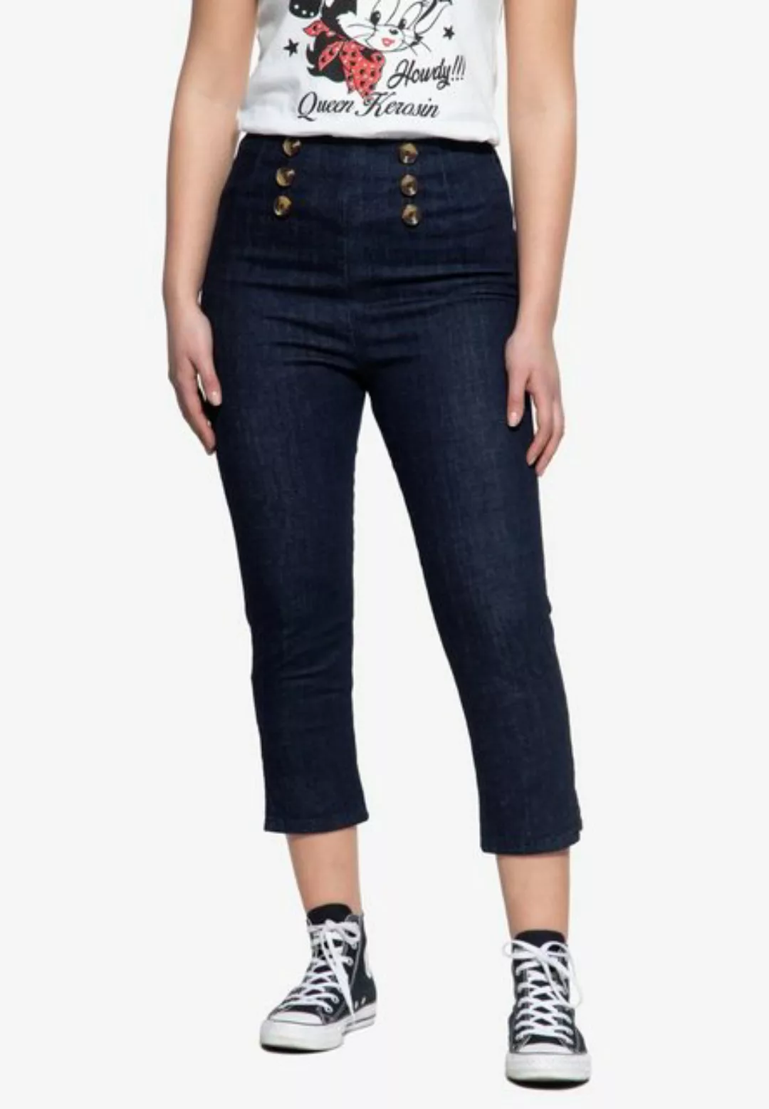 QueenKerosin 7/8-Jeans Beinabschlüsse mit Schlitz günstig online kaufen