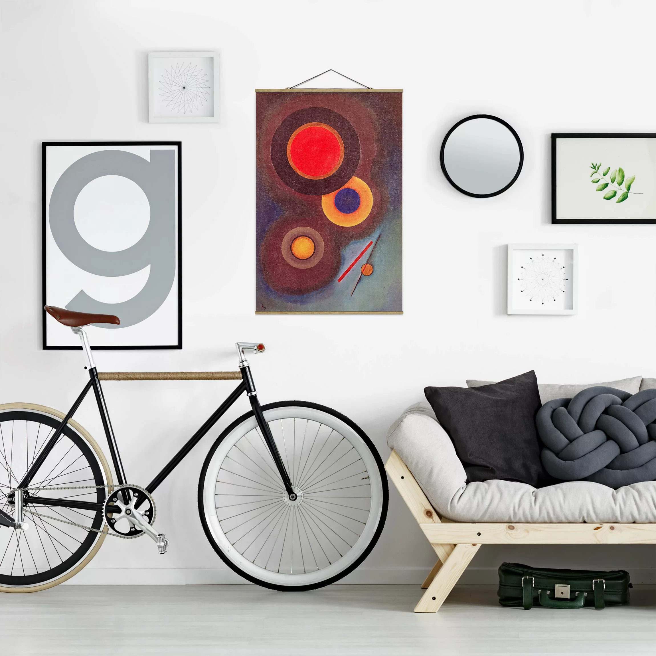 Stoffbild Abstrakt mit Posterleisten - Hochformat Wassily Kandinsky - Kreis günstig online kaufen