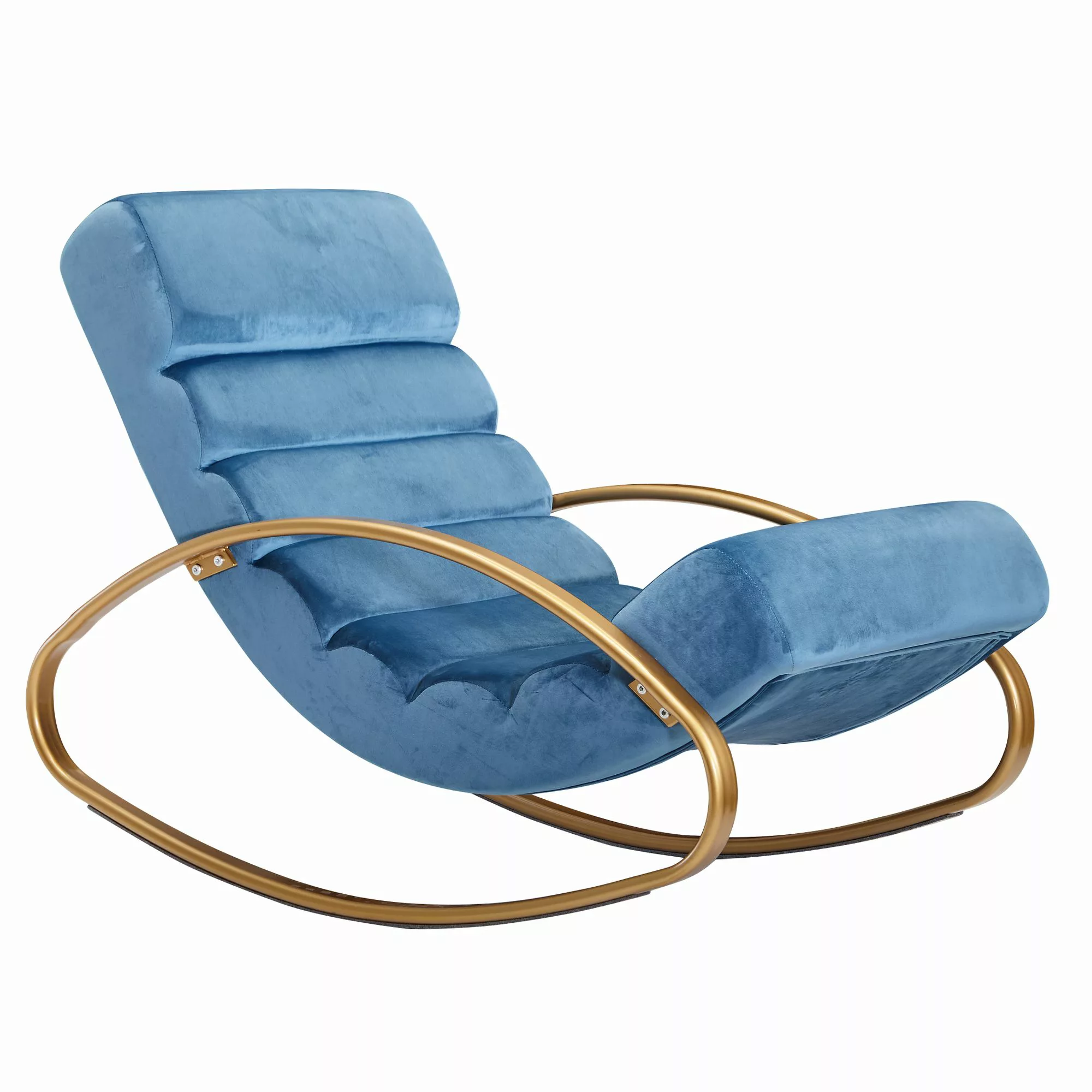 Relaxliege Samt Blau / Gold 110 kg Belastbar Relaxsessel 61x81x111 cm | Des günstig online kaufen