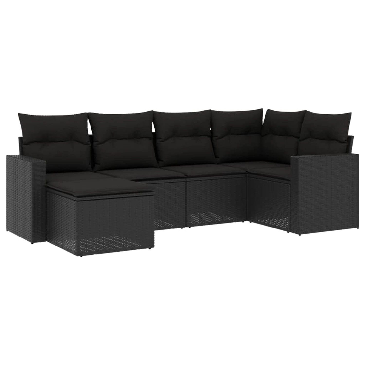 vidaXL 6-tlg Garten-Sofagarnitur mit Kissen Schwarz Poly Rattan Modell 17 günstig online kaufen