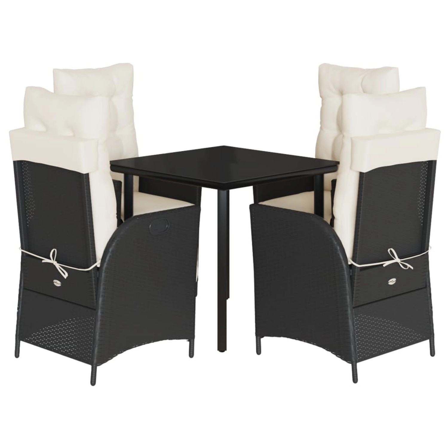 vidaXL 5-Tlg Garten-Essgruppe mit Kissen Schwarz Poly Rattan 3213386 günstig online kaufen
