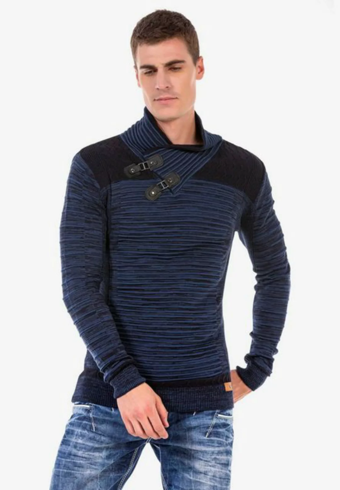 Cipo & Baxx Strickpullover, mit modischem Kragen günstig online kaufen