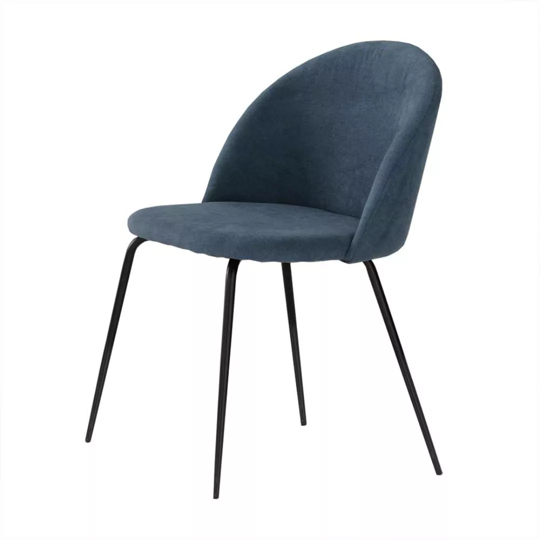 Cocktail Stühle in Blaugrau Webstoff Gestell aus Metall (2er Set) günstig online kaufen