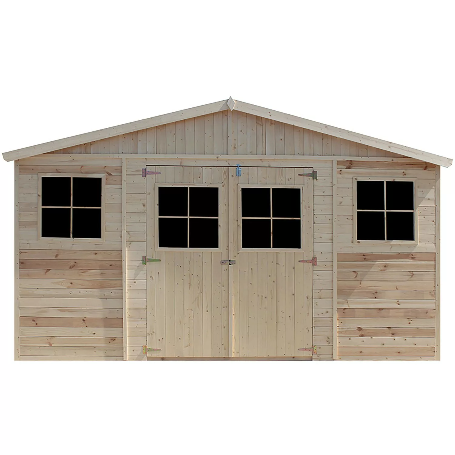 Timbela Gartenhaus Holz M332+M332G 7,98 m² mit Fenstern und Boden günstig online kaufen