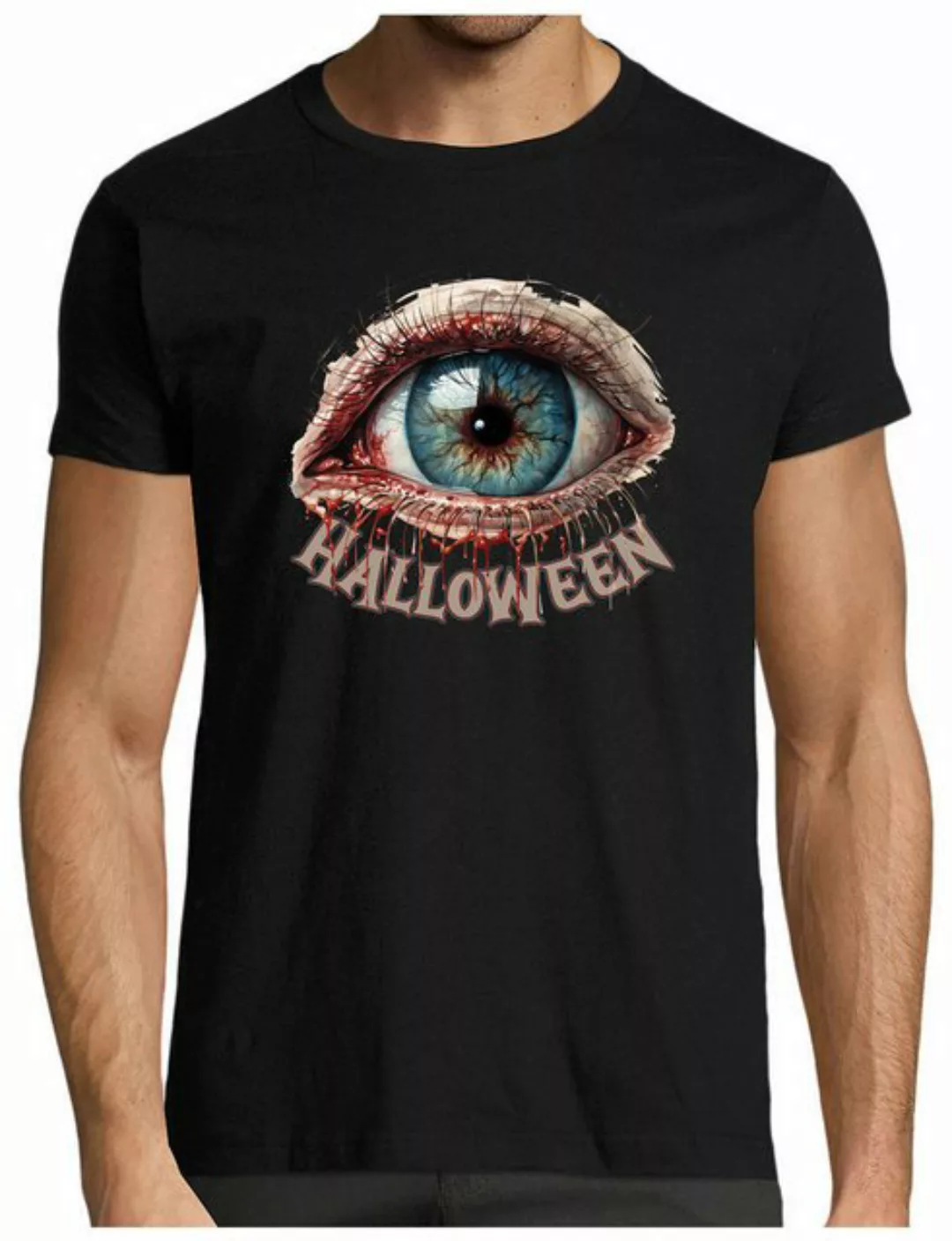 MyDesign24 T-Shirt Herren Halloween Shirt - Blutaugen Design Motiv Gruselig günstig online kaufen