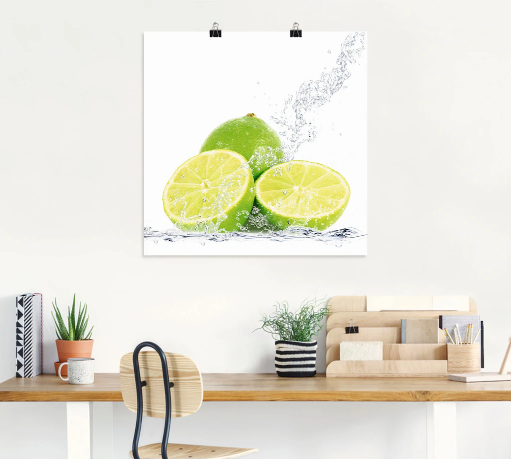 Artland Wandbild "Limette mit Spritzwasser", Lebensmittel, (1 St.), als Lei günstig online kaufen