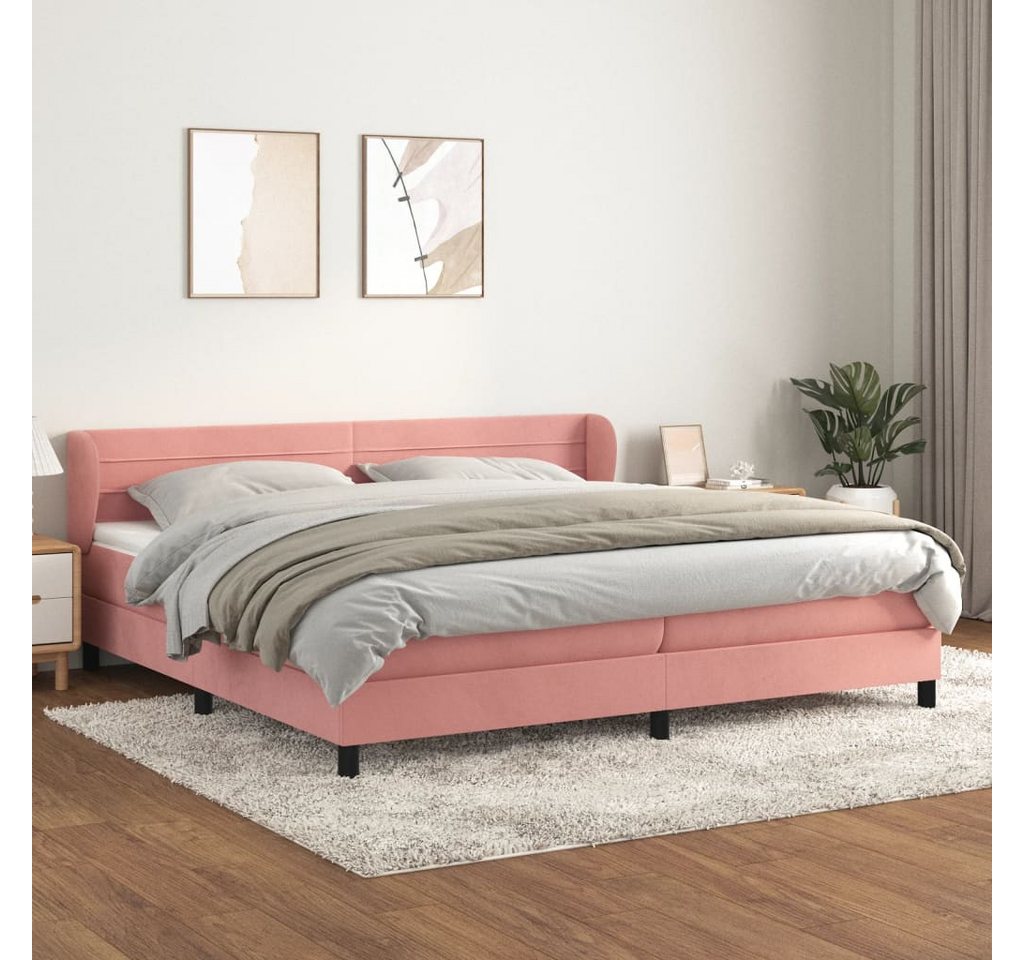 vidaXL Boxspringbett Boxspringbett mit Matratze Rosa 200x200 cm Samt Bett B günstig online kaufen