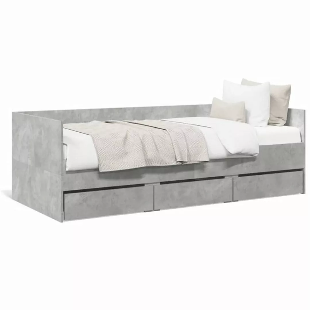 vidaXL Bett Tagesbett mit Schubladen Betongrau 100x200 cm Holzwerkstoff günstig online kaufen