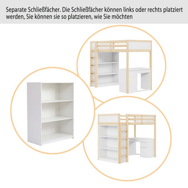 HAUSS SPLOE Hochbett 90 X 200 cm mit Aufbewahrungsschränken und Computertis günstig online kaufen