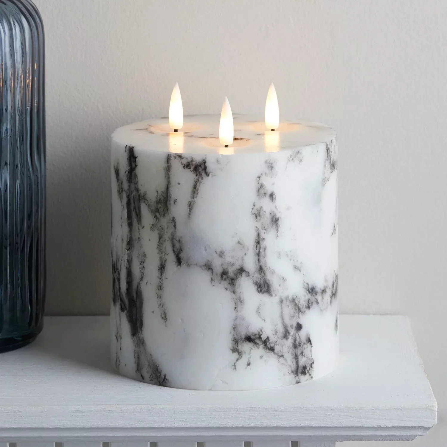 TruGlow® dreidochtige LED Kerze Marmor mit Fernbedienung günstig online kaufen