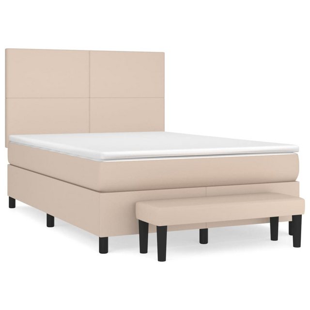 vidaXL Boxspringbett Boxspringbett mit Matratze und Fusshocker Kunstleder ( günstig online kaufen