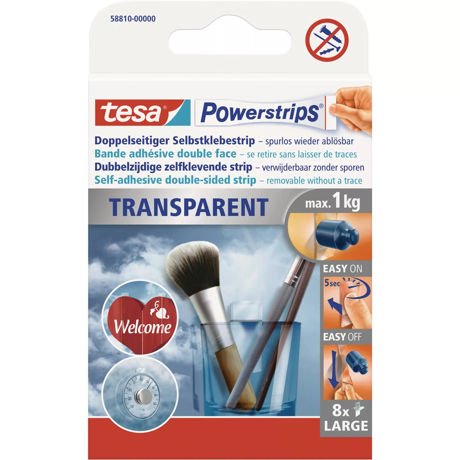 Tesa Powerstrips Doppelseitiger Selbstklebestrip Transparent 8 Stück günstig online kaufen