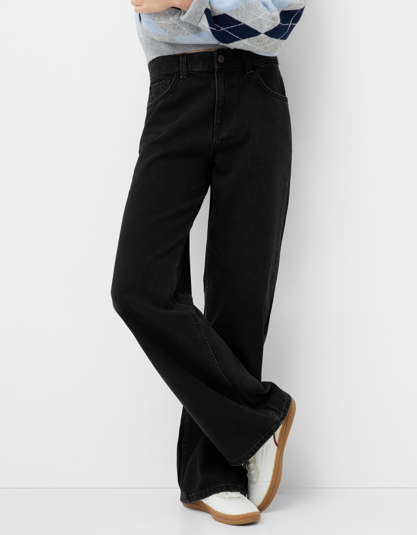 Bershka Wide Leg 90'S Jeans Damen 40 Schwarz günstig online kaufen