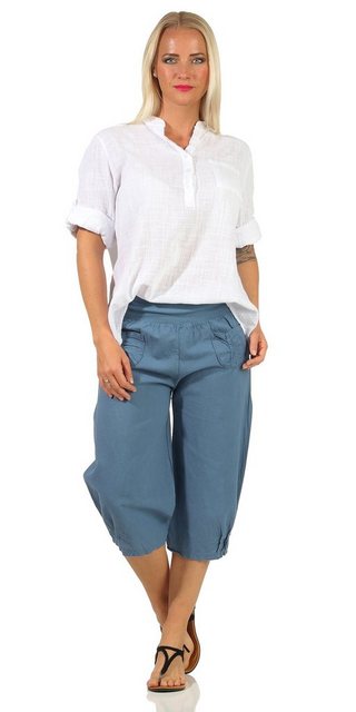 Leinenhose Leinenhose Damen kurze Sommerhose Leinen Bermuda elastischer Gum günstig online kaufen