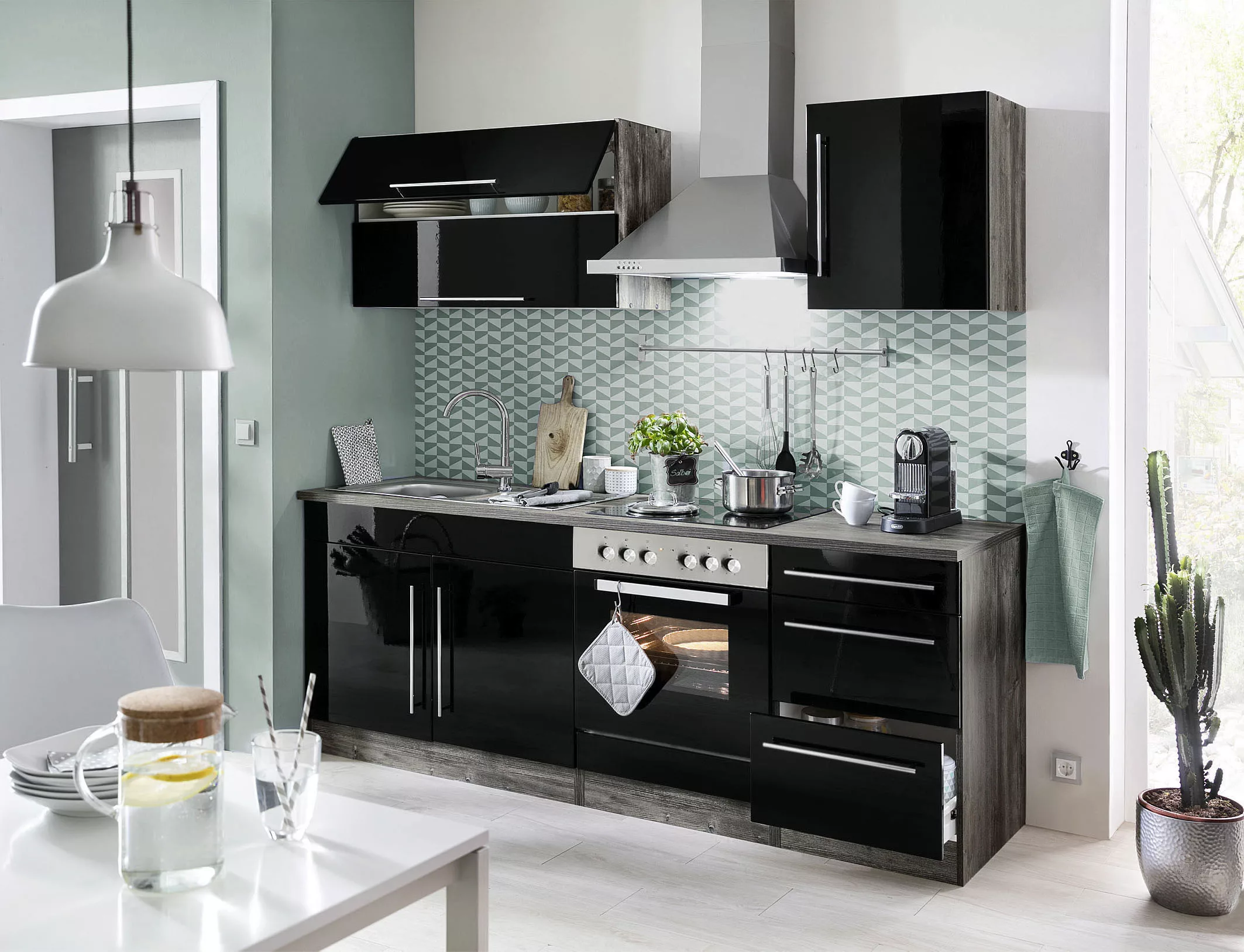 Kochstation Küchenzeile "KS-Samos", ohne E-Geräte, Breite 350 cm günstig online kaufen