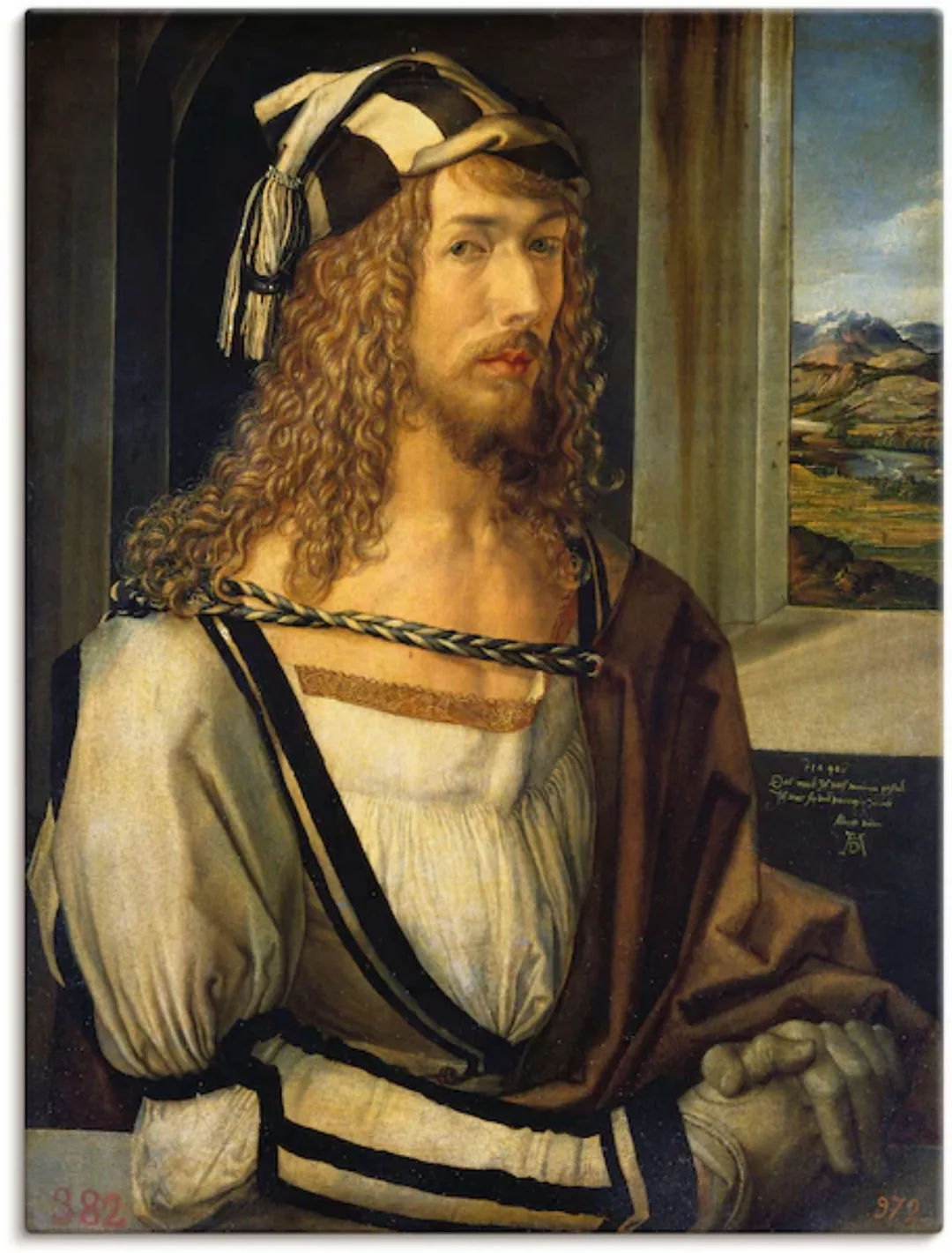 Artland Leinwandbild "Selbstbildnis mit Landschaft. 1498", Porträts, (1 St. günstig online kaufen