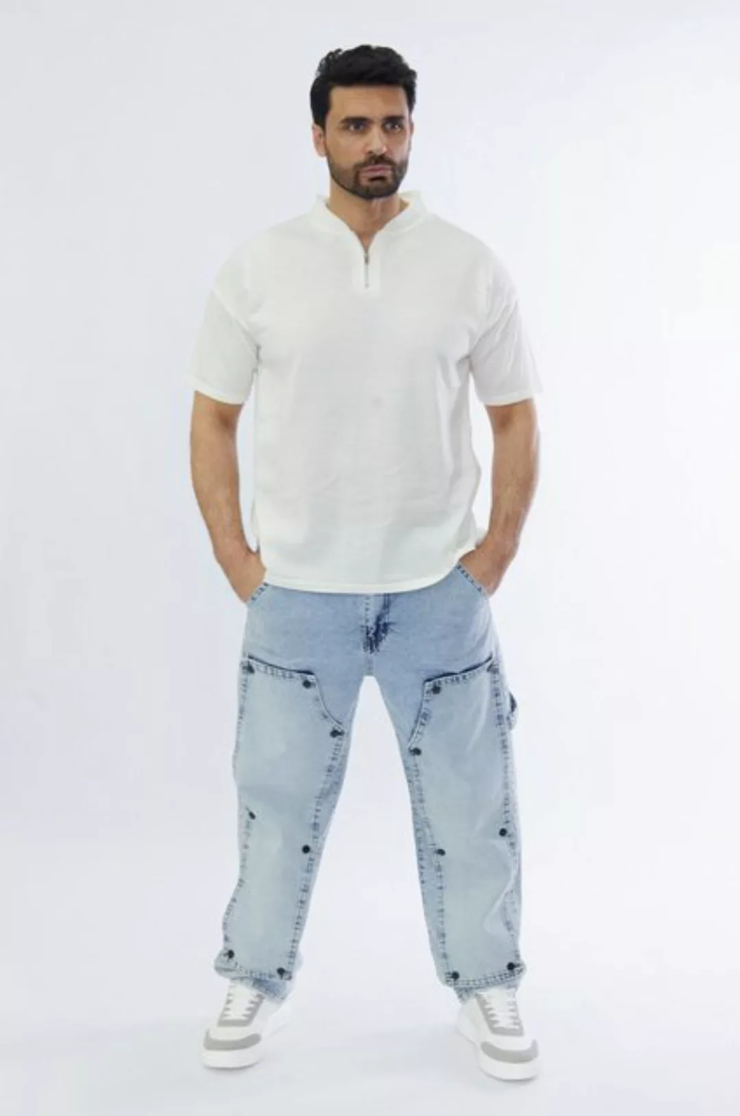 Denim House Loose-fit-Jeans Herren Baggy Jeans Loose Fit Hip Hop Double Kne günstig online kaufen
