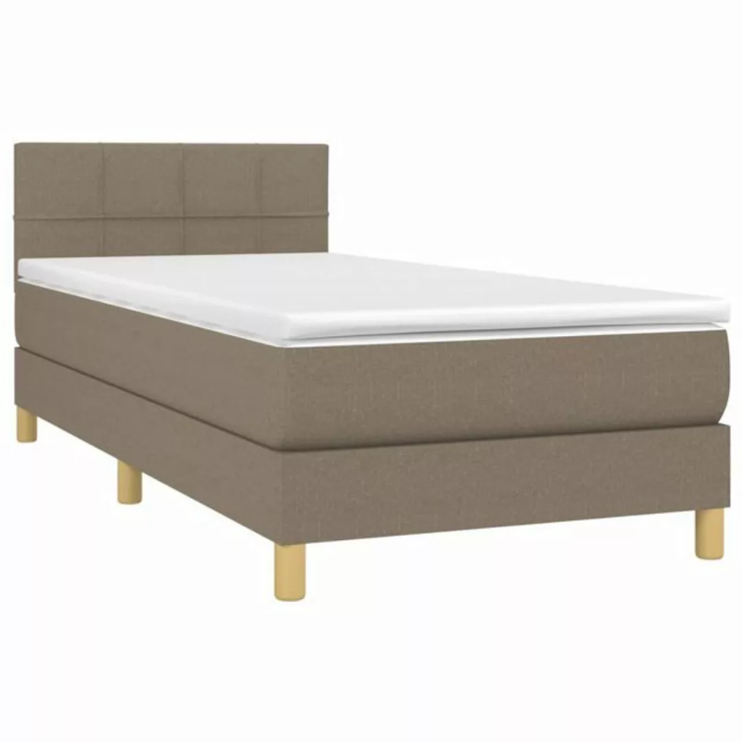 vidaXL Bettgestell Boxspringbett mit Matratze Hellgrau 90x200 cm Stoff Bett günstig online kaufen