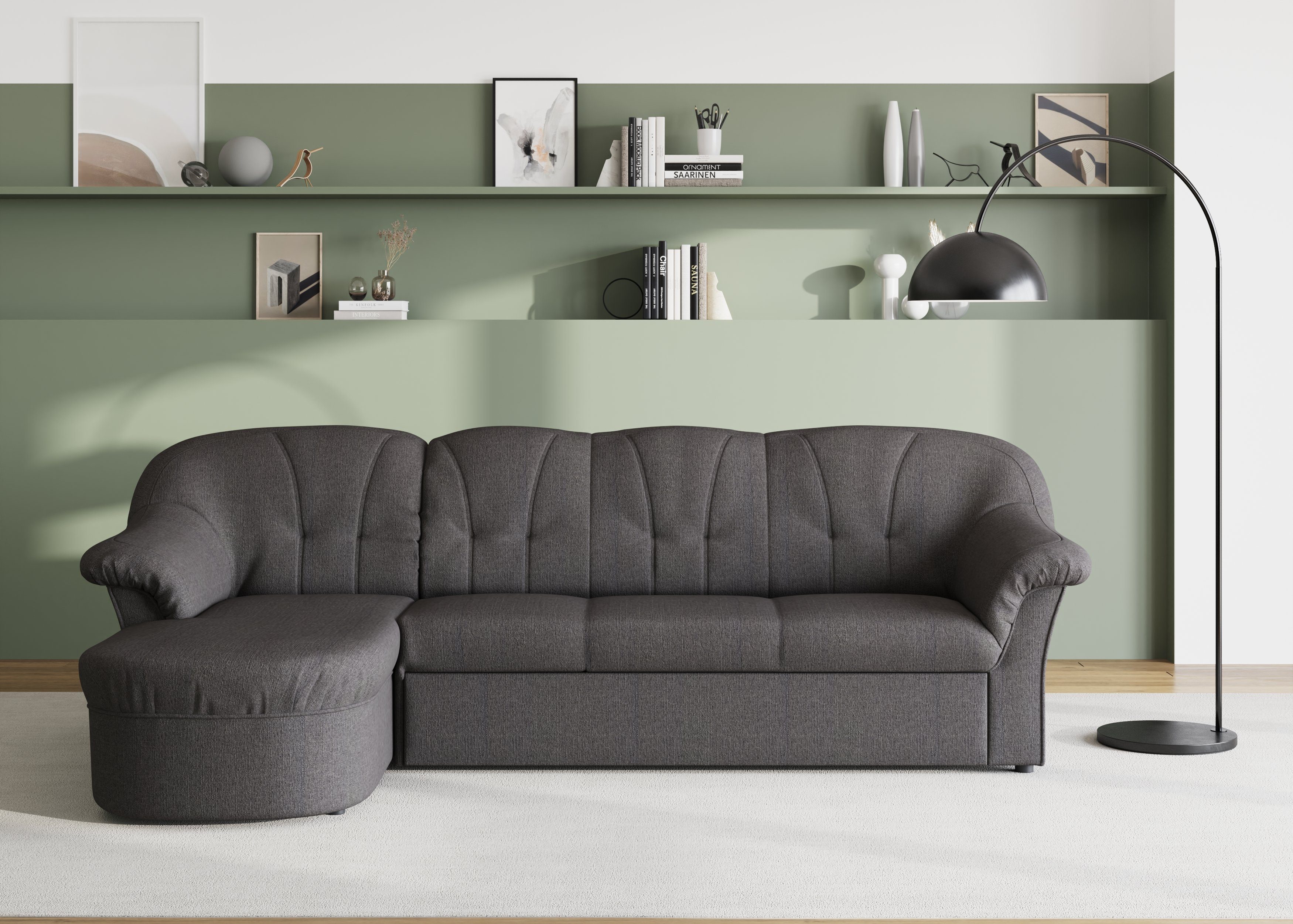 DOMO collection Ecksofa "Pegnitz, elegante Rückensteppung, kompakte Stellma günstig online kaufen