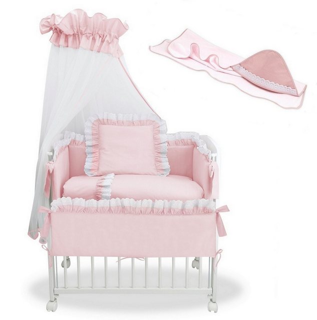 hopsibaby Beistellbett 3in1 Babybett Komplettbett Royal Rosa Spitze inkl. K günstig online kaufen