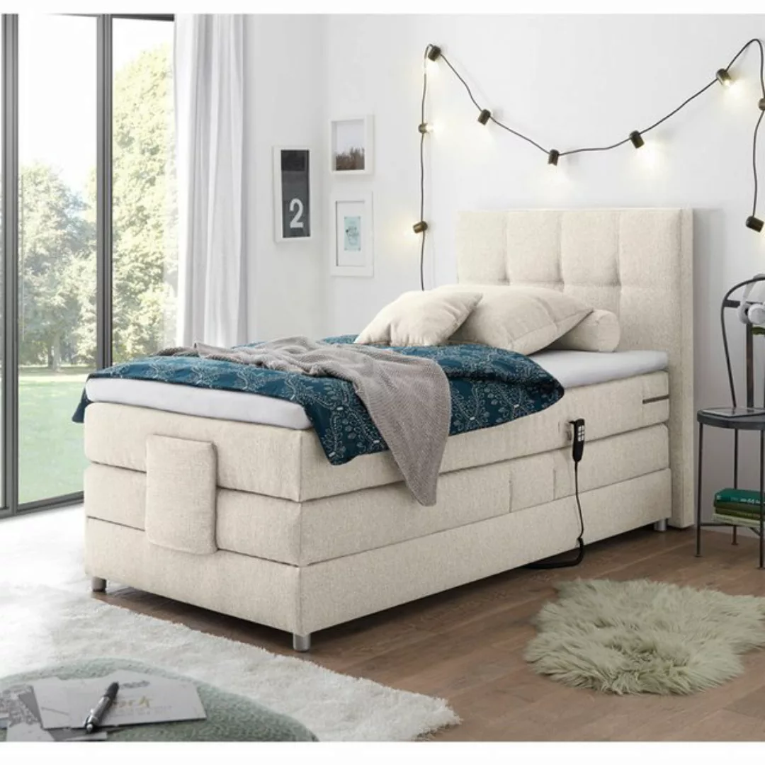 Lomadox Boxspringbett MANAUS-09, in Ivory Creme, Härtegrad H2, 120x200cm, e günstig online kaufen