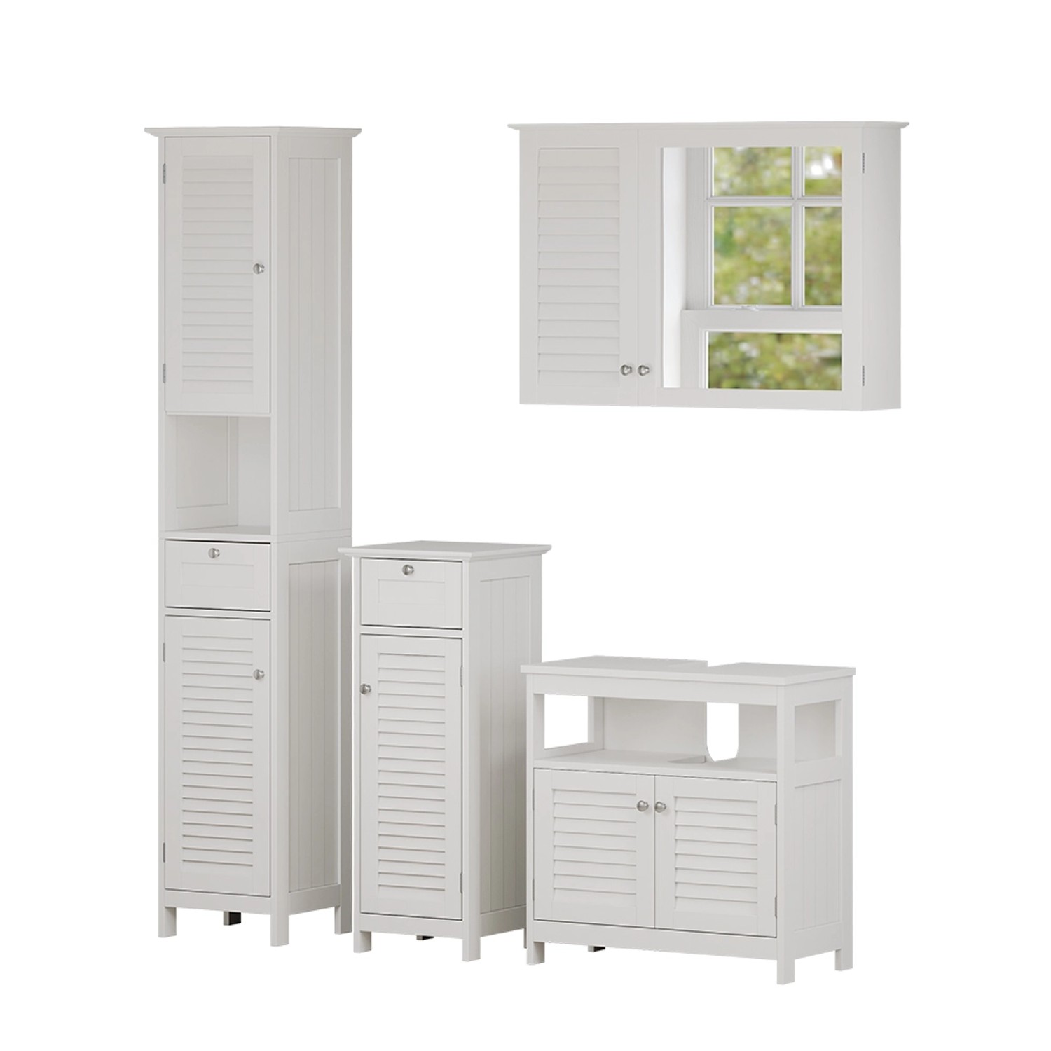 Vicco Badmöbel-Set Riad Weiß 4 Teile Option 1 günstig online kaufen