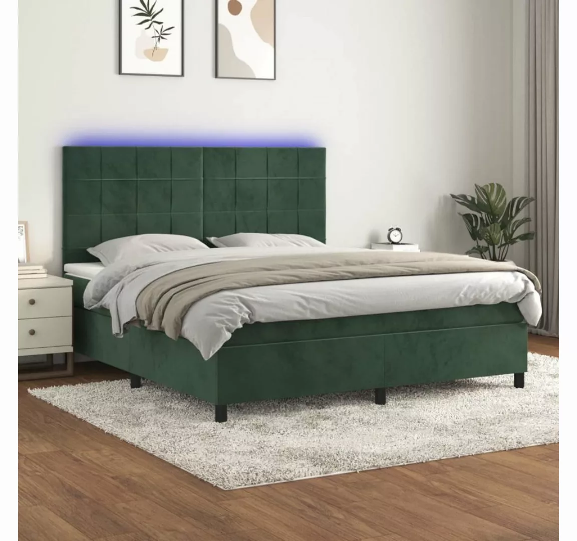 vidaXL Boxspringbett Boxspringbett mit Matratze & LED Samt (160 x 200 cm, G günstig online kaufen