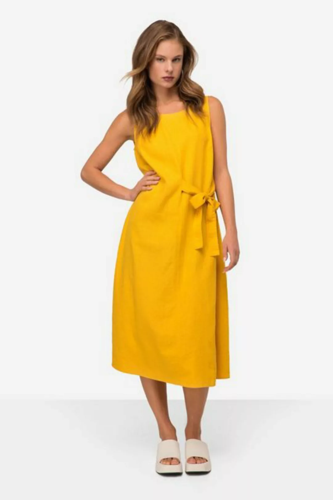 Laurasøn Sommerkleid Leinenmix-Kleid Straight Fit Rundhals günstig online kaufen