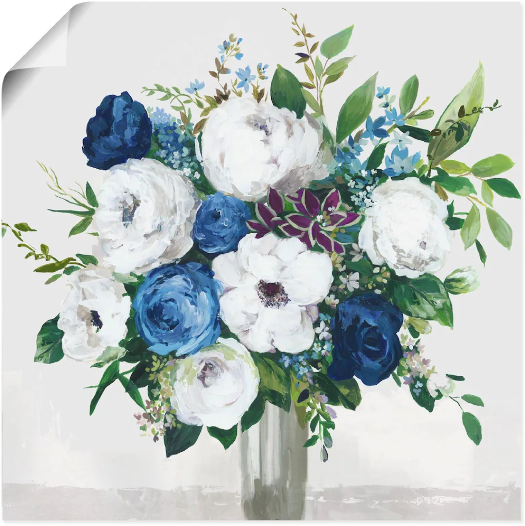 Artland Poster "Weiß-Blaue Symphonie", Blumenbilder, (1 St.), als Alubild, günstig online kaufen