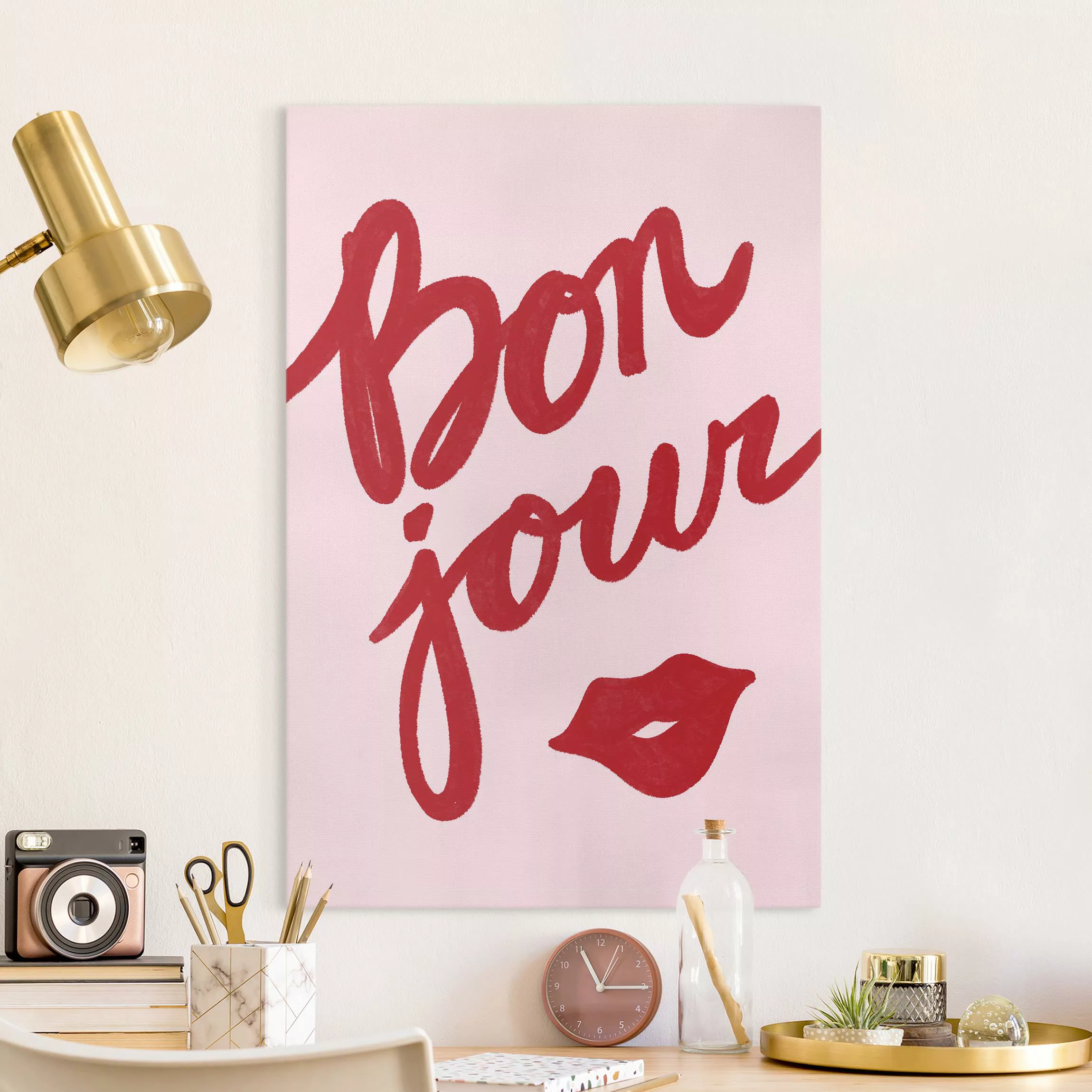 Leinwandbild Schriftzug Bonjour günstig online kaufen