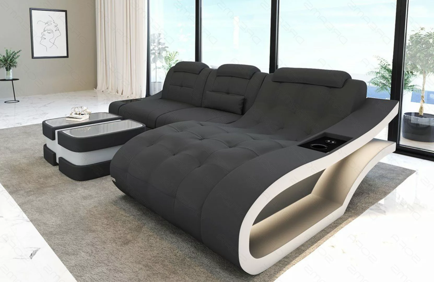 Sofa Dreams Ecksofa Stoffsofa Polster Couch Elegante M - L Form Stoff Sofa, günstig online kaufen