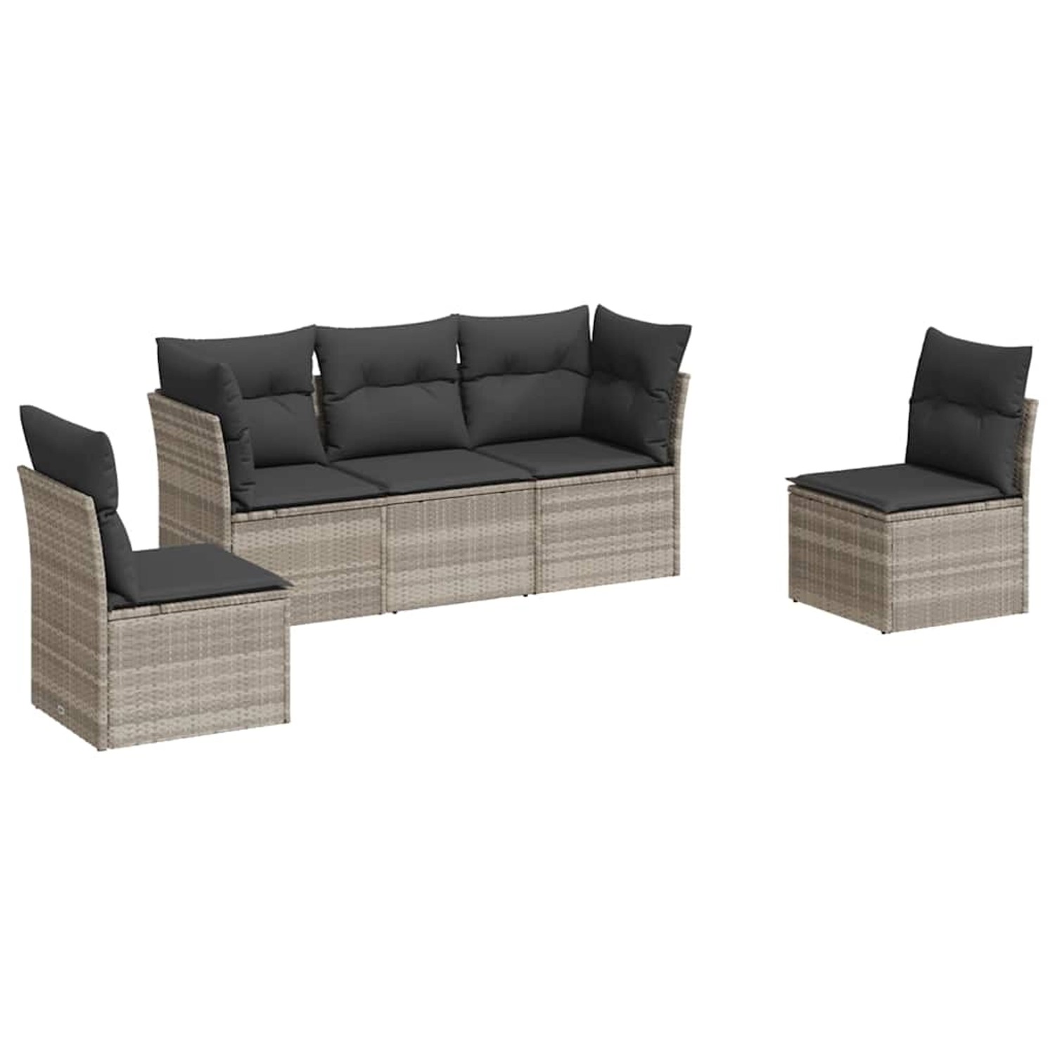 vidaXL 5-Tlg Garten-Sofagarnitur mit Kissen Hellgrau Poly Rattan 3249191 günstig online kaufen