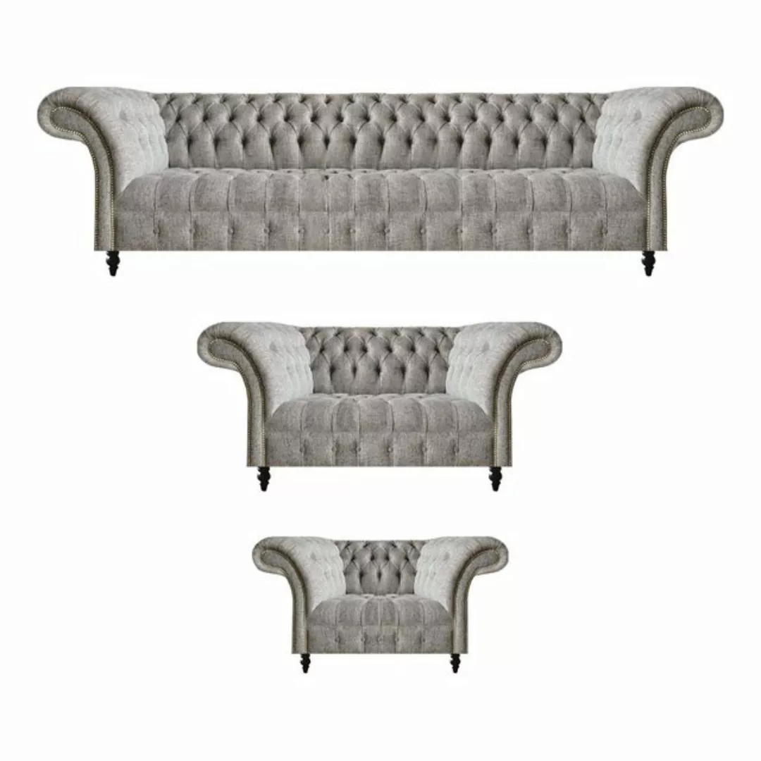 JVmoebel Chesterfield-Sofa Design Möbel Set 3tlg Komplett Chesterfield Sofa günstig online kaufen