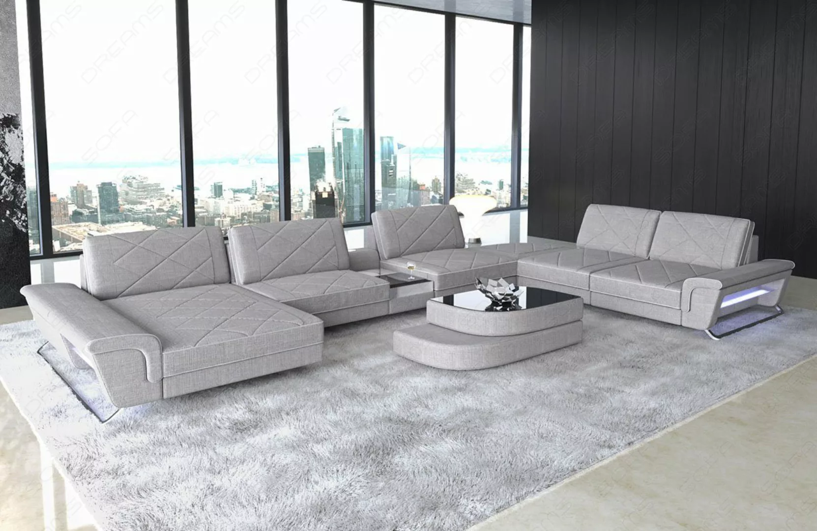 Sofa Dreams Wohnlandschaft Polster Stoff Sofa Couch Bari XXL U Form Stoffso günstig online kaufen