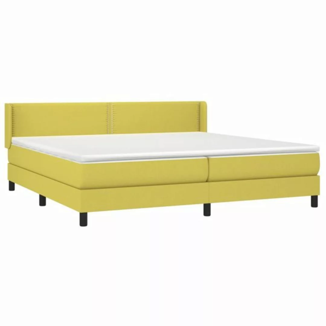 vidaXL Bett Boxspringbett mit Matratze Grün 200x200 cm Stoff günstig online kaufen