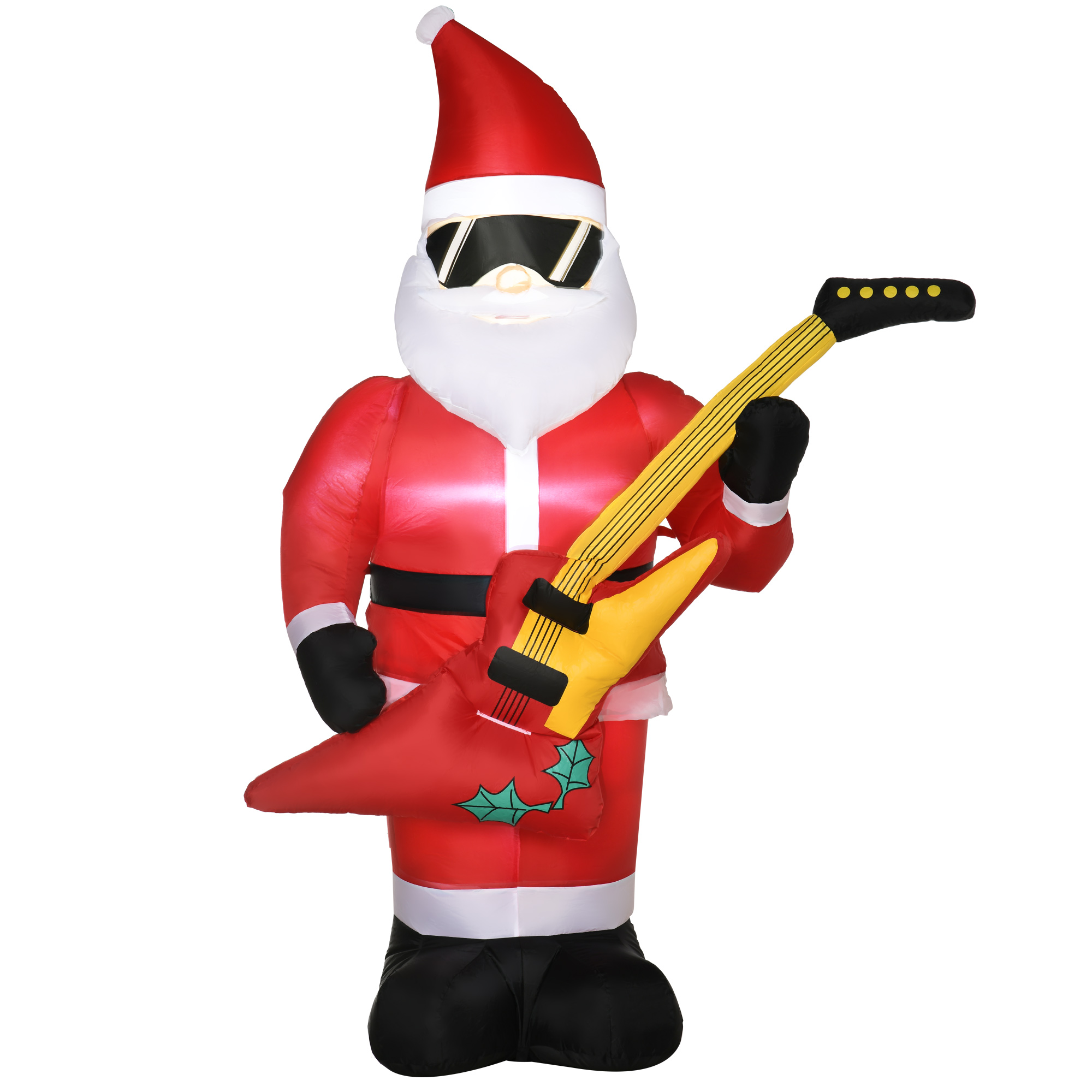 Outsunny Aufblasbarer Weihnachtsmann 215 cm mit E-Gitarre LED Weihnachtsbel günstig online kaufen