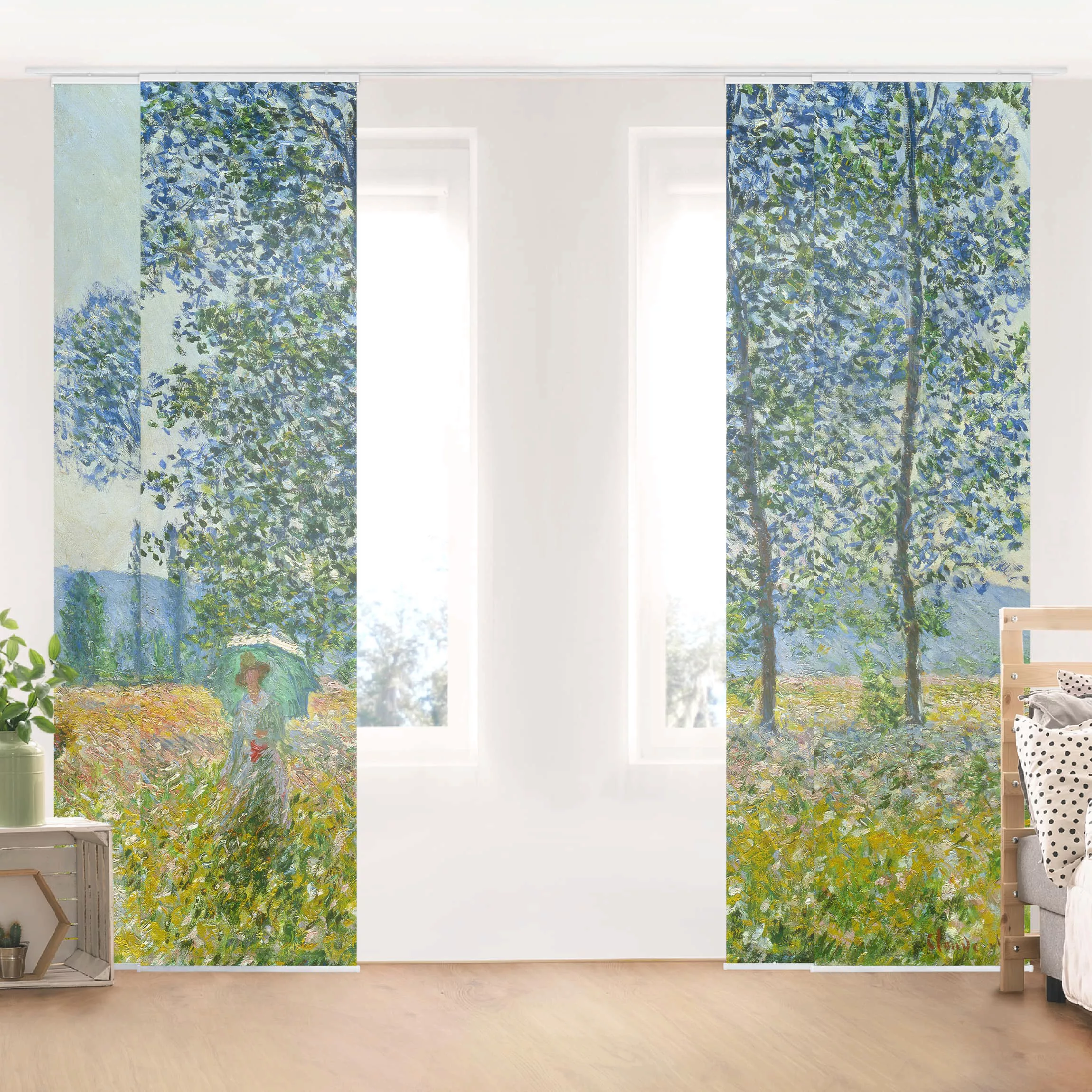 Schiebegardinen Set Natur & Landschaft Claude Monet - Felder im Frühling günstig online kaufen